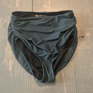 Albion Fit steel blue ruched high-waisted bottoms